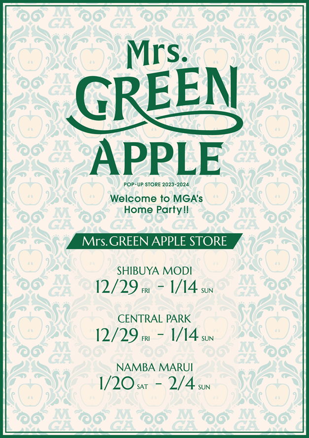 Mrs. GREEN APPLE、期間限定ポップアップ・ストアが12月より東名阪で ...